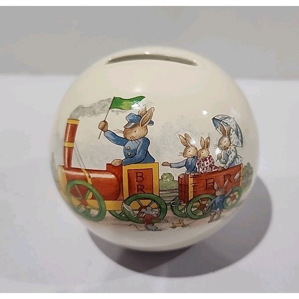Royal Doulton Bunnykins Ceramic Money Ball Piggy Bank Train Hobby Horse England